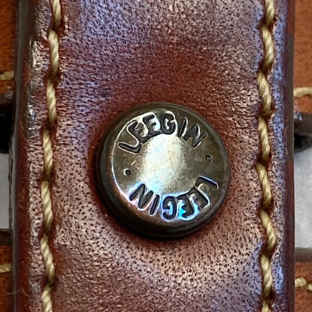 💎Leegin Western Belt Medium Waist USA Made Caramel Brown Leather Braided Inlay